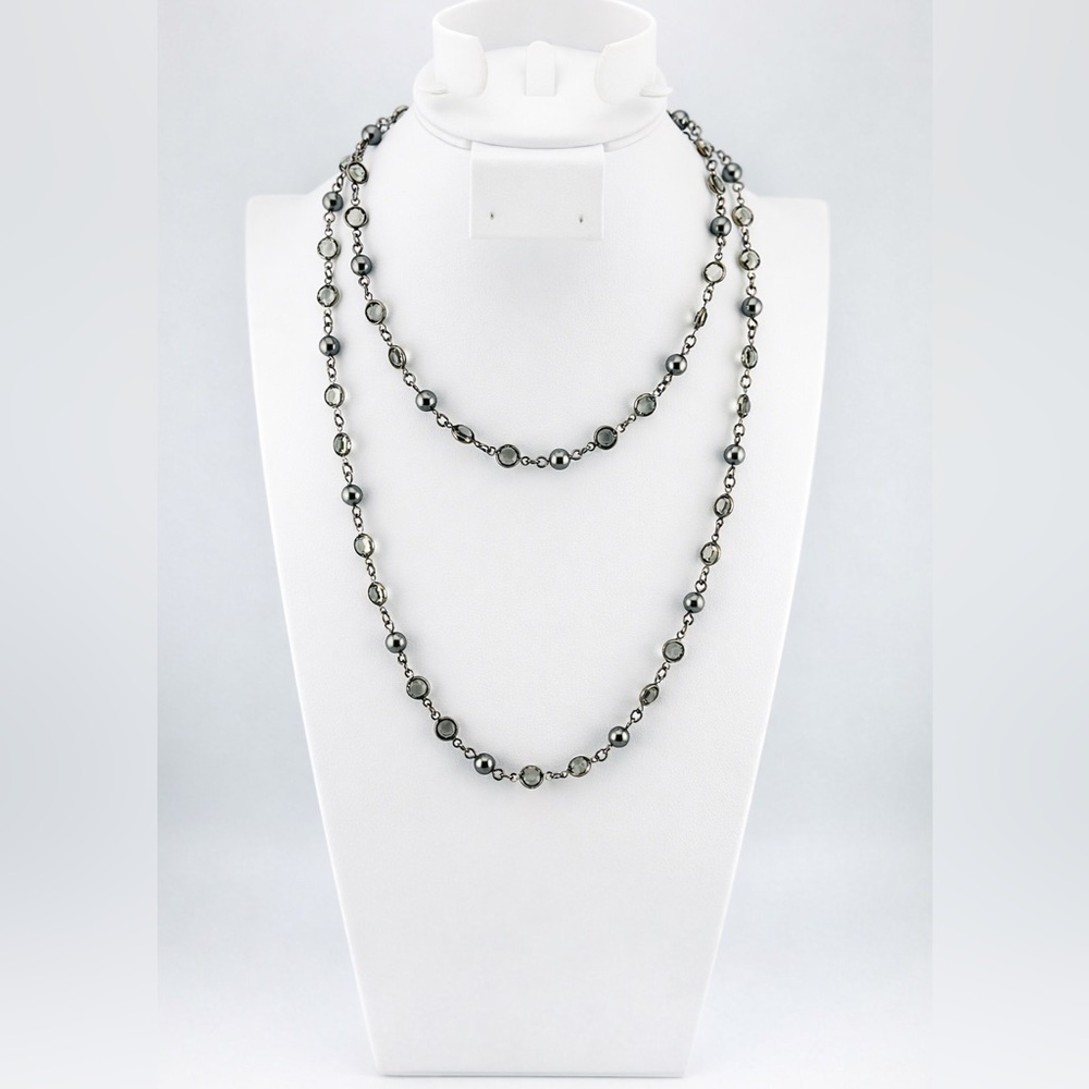 Chanelle Black Crystal Pearl Necklace 
Touchstone Crystal by Swarovski